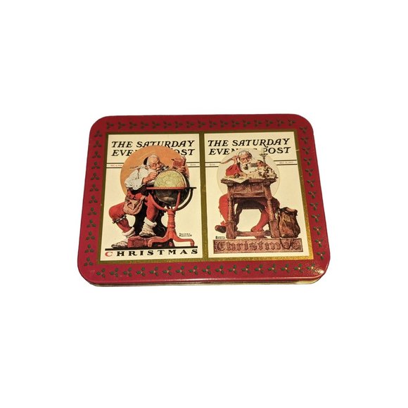 Vintage 1996 NORMAN ROCKWELL SANTA PLAYING CARDS TIN 2 Decks (still sealed) - Picture 1 of 5